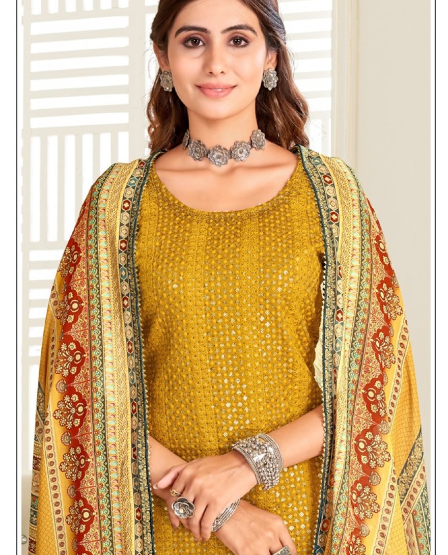 120 - PREMIUM EMBROIDERED GOWN WITH DUPATTA PRESENT NEW DESIGN